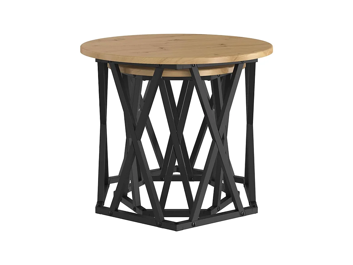 Tables d'appoint empilables 2 pcs en bois d'ingénierie chêne artisanal SHL99375