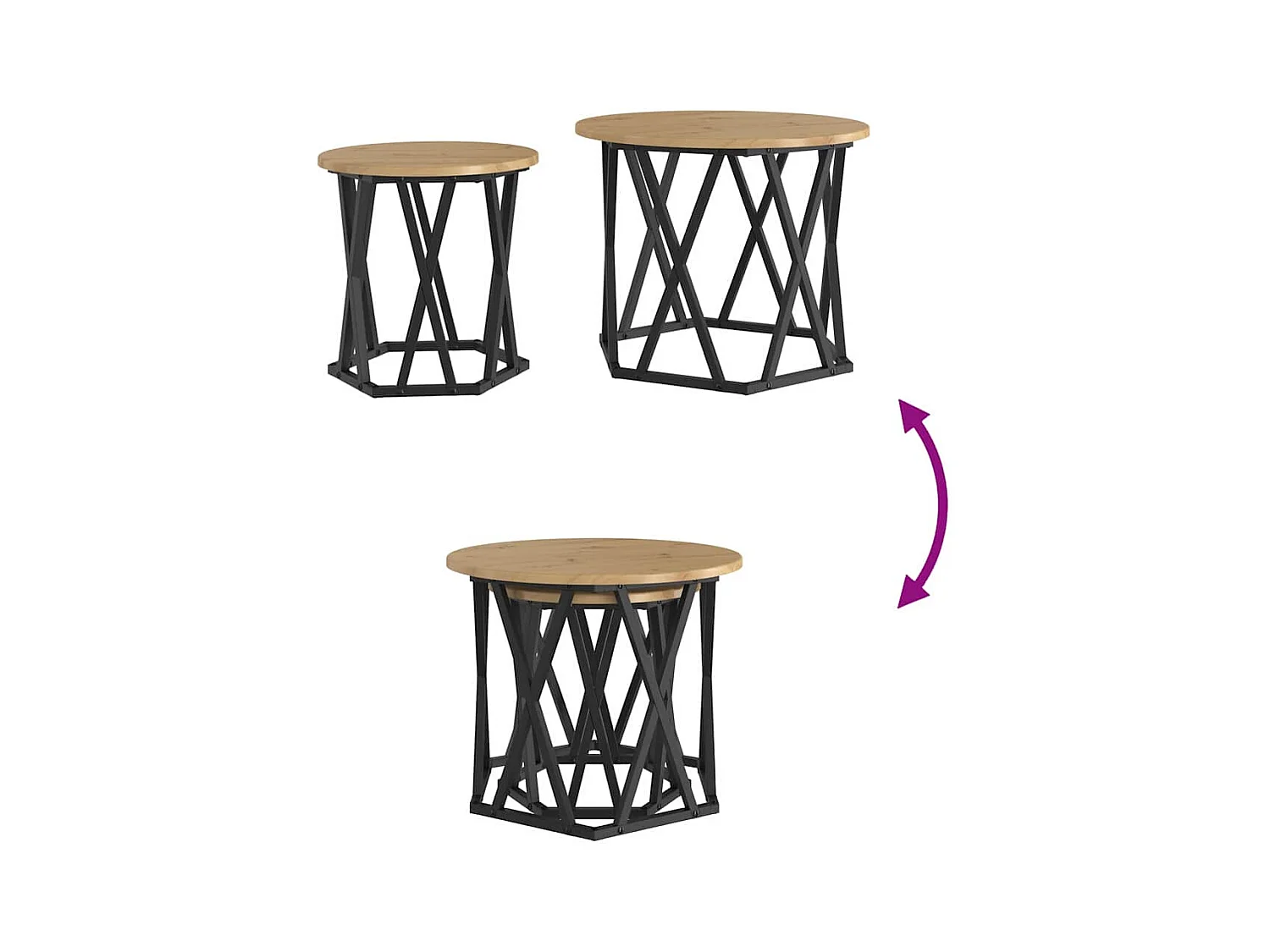 Tables d'appoint empilables 2 pcs en bois d'ingénierie chêne artisanal SHL99375