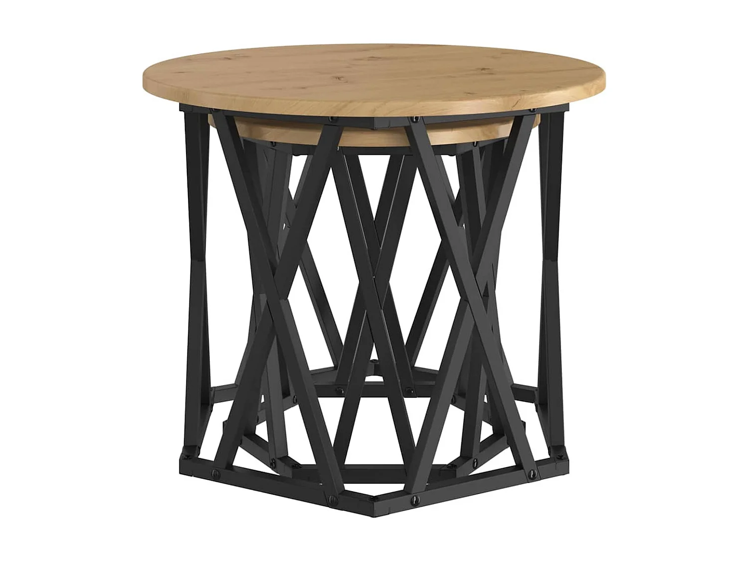 Couchtisch 2er Set-Sofatisch-Beistelltische Artisan-Eiche Ingenieure Holz und Stahl SHL34216