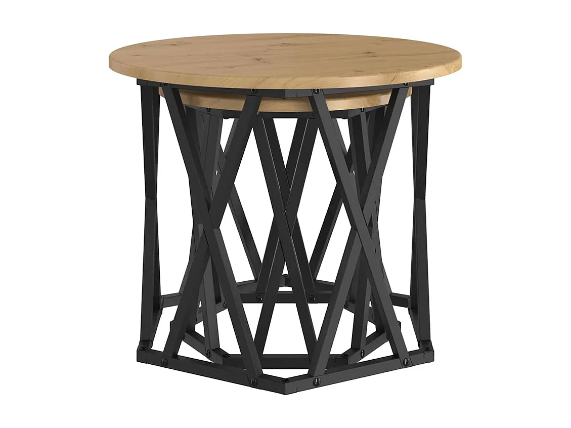 Salontafel - Bijzettafel - Koffietafel 2 pcs artisanaal eikenkleurig 50 x 50 x 40 cm