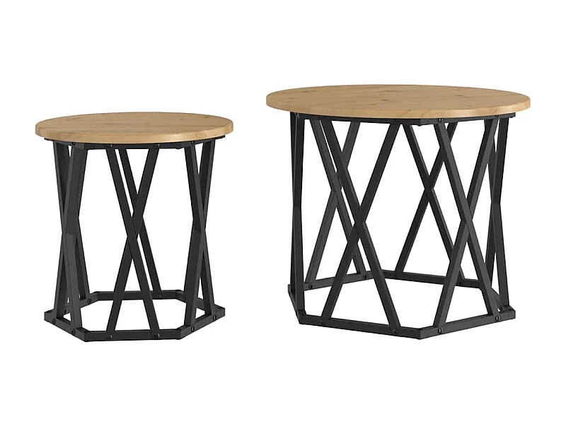 Tables d'appoint empilables 2 pcs en bois d'ingénierie chêne artisanal SHL99375