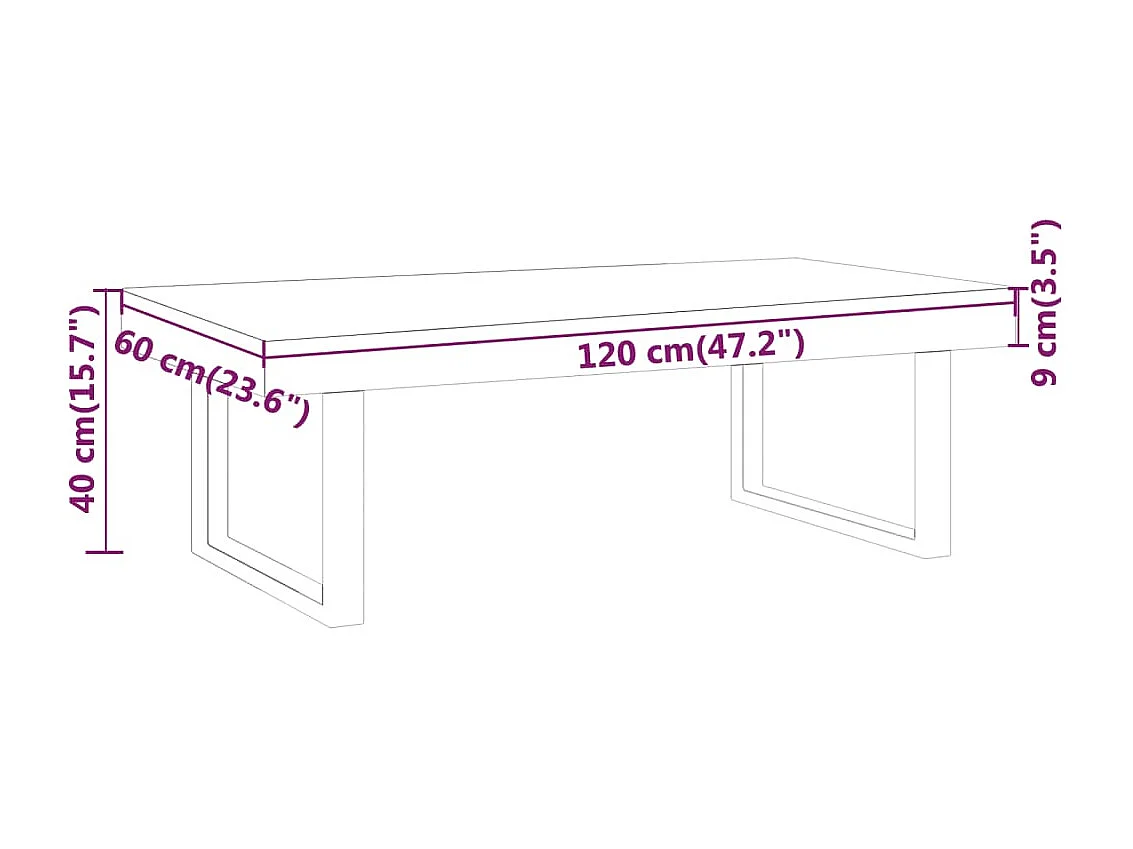 Mesa de centro | Mesa de café | Mesa auxiliar Natural 80x39.5x35 cm Madera maciza de Pino SHL3863