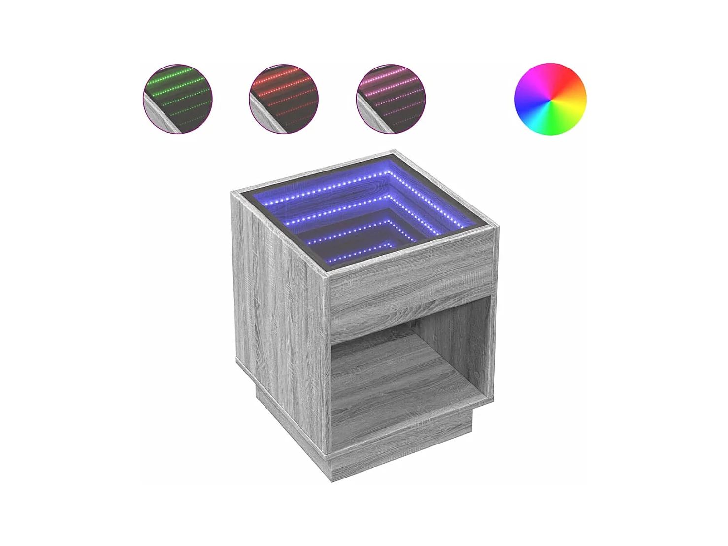 Table basse salon-Table d'appoint avec LED infini sonoma gris 40x40x50 cm SHL58580