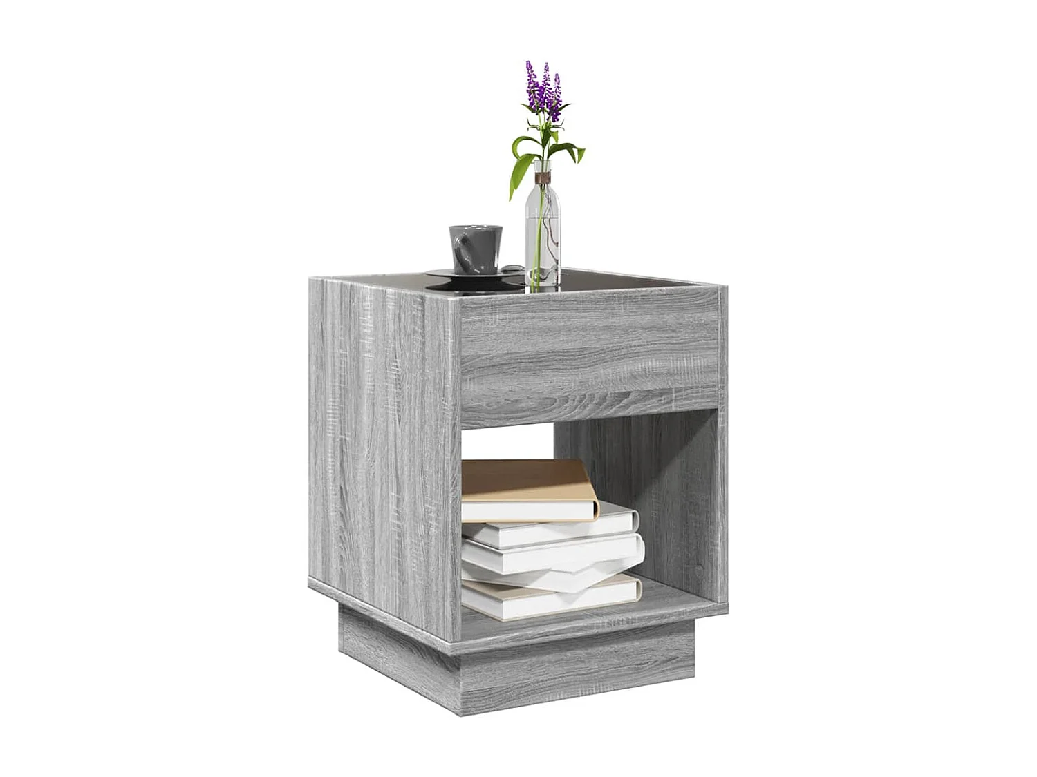 Table basse salon-Table d'appoint avec LED infini sonoma gris 40x40x50 cm SHL58580