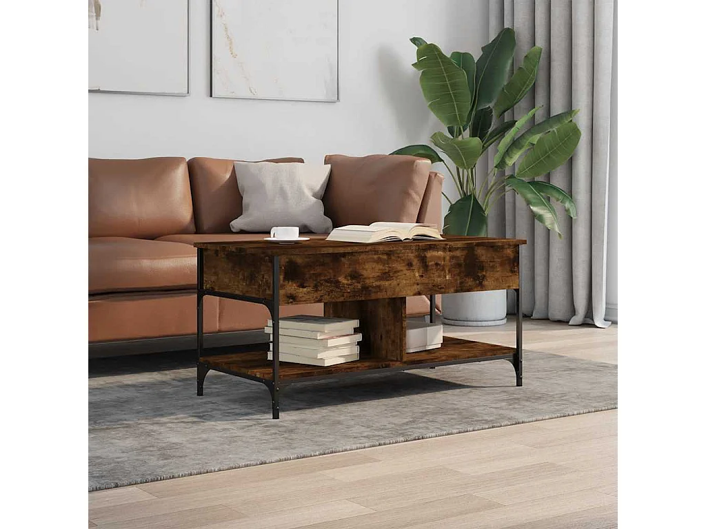 Mesa de centro-Mesa auxiliar de madera maciza reciclada 90x50x31 cm SHL1413