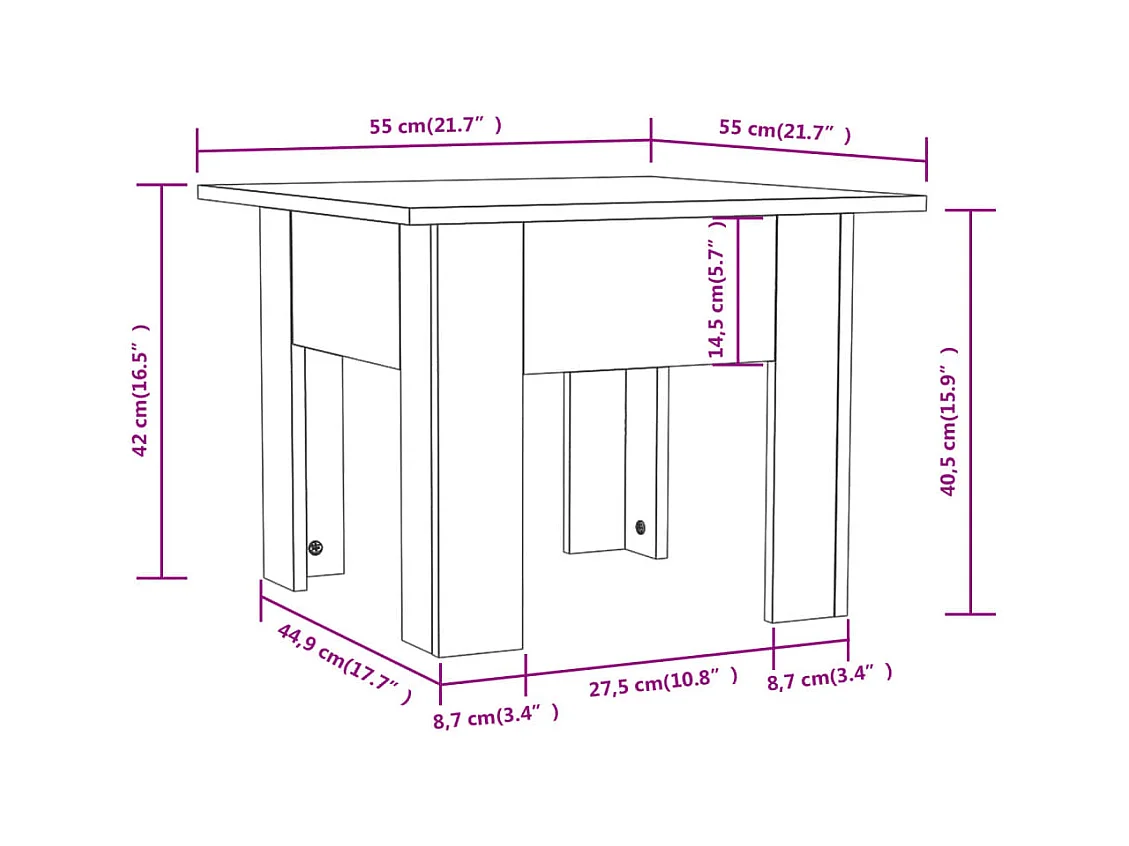 Mesa de centro | Mesa auxiliar madera contrachapada blanco 90x50x36,5 cm SHL44330