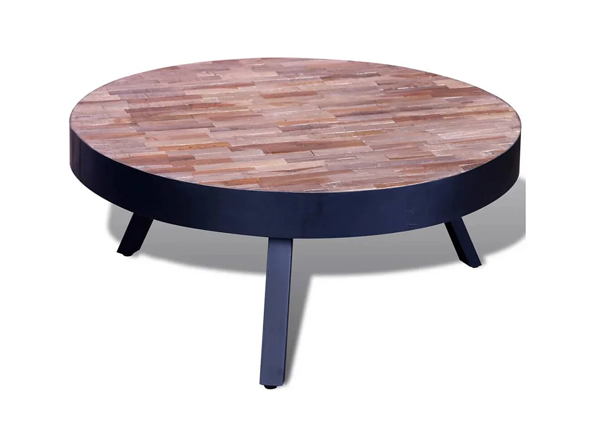 Table basse salon-Table d'appoint ronde Bois de teck recyclé SHL60581