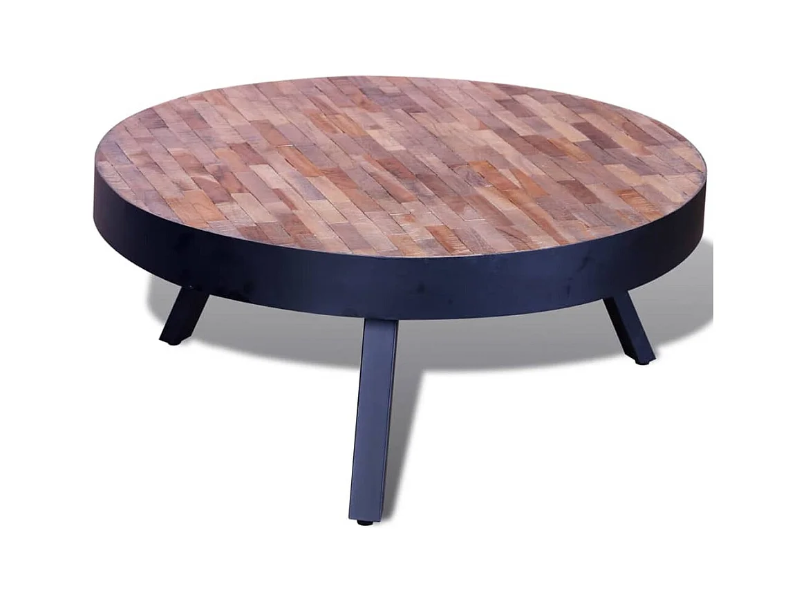 Table basse salon-Table d'appoint ronde Bois de teck recyclé SHL60581