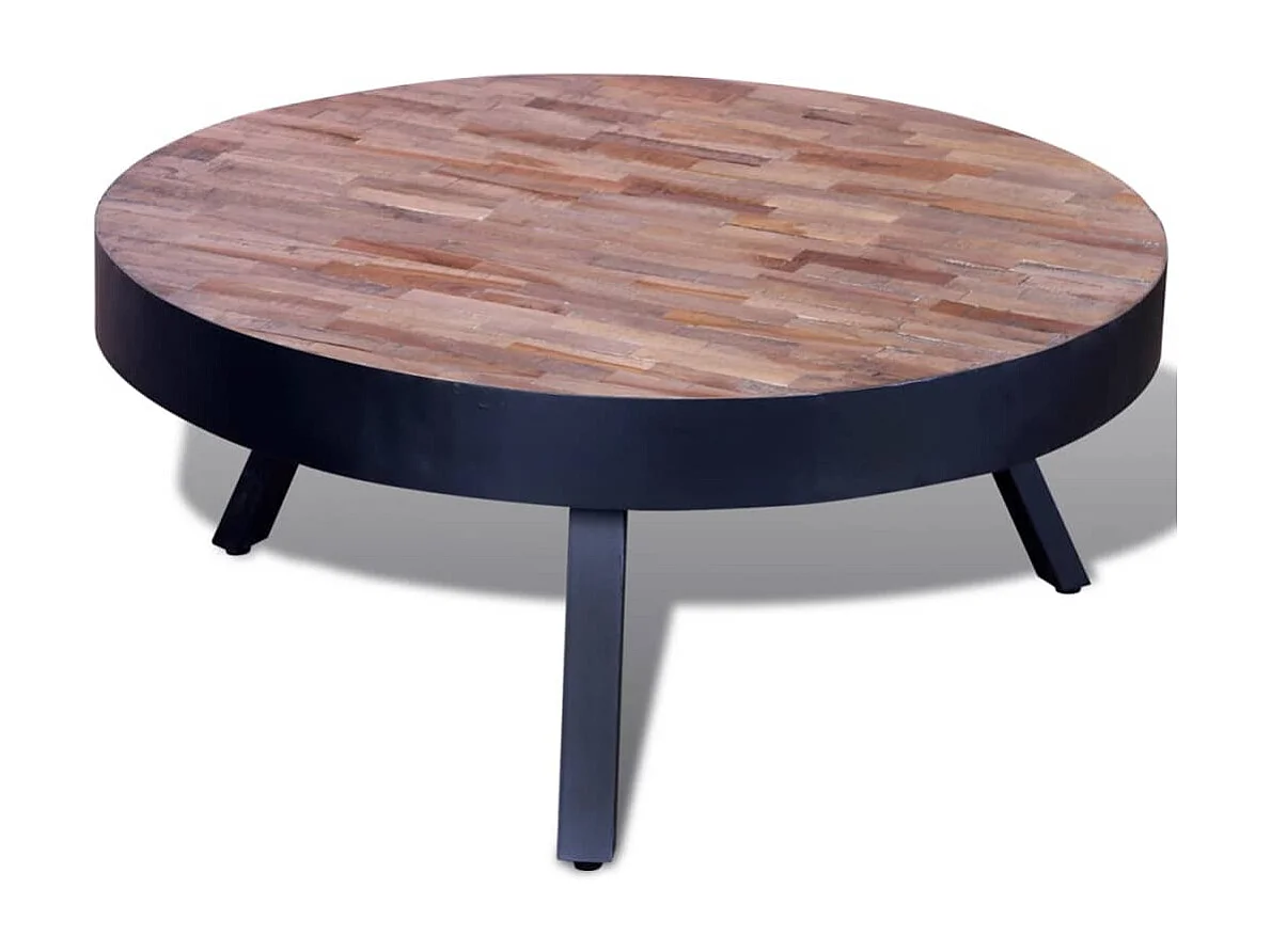 Couchtisch-Beistelltisch-Sofatisch Rund Altholz Teak SHL40031