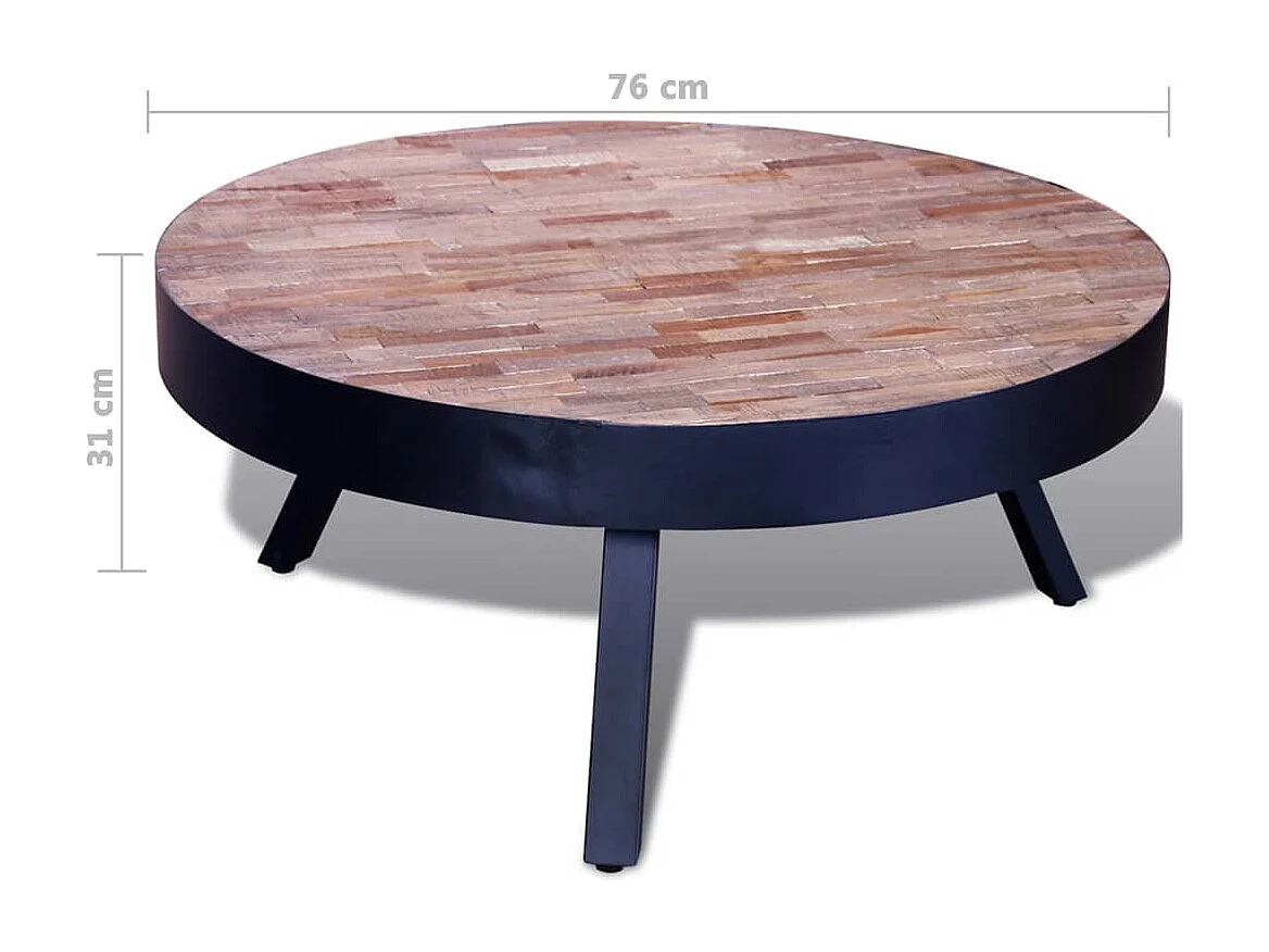 Couchtisch-Beistelltisch-Sofatisch Rund Altholz Teak SHL40031