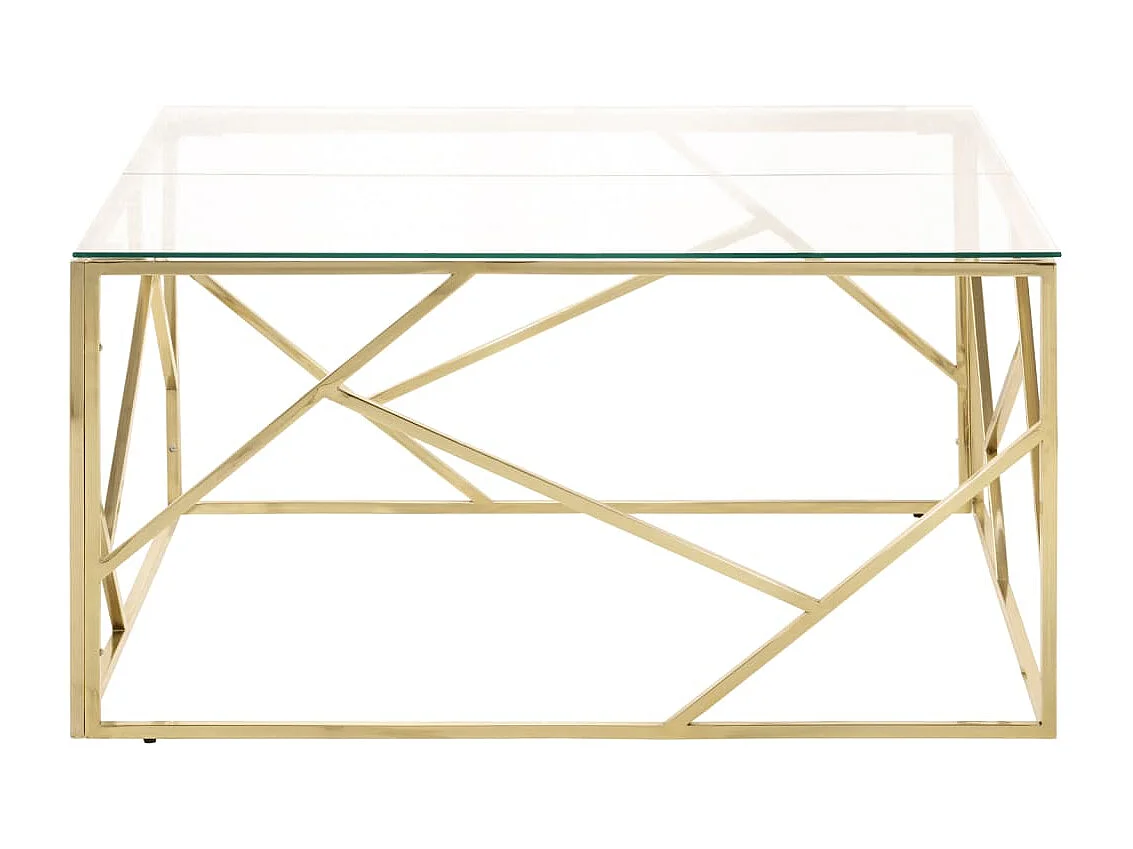 Couchtisch-Sofatisch-Beistelltische Golden Edelstahl und Hartglas SHL59885