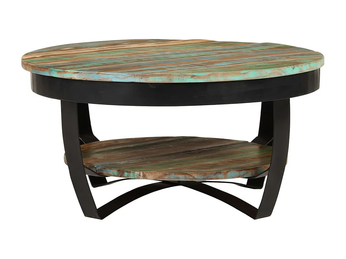 Couchtisch-Beistelltisch-Sofatisch mit Ablage Altholz Massiv 65x32 cm SHL40273