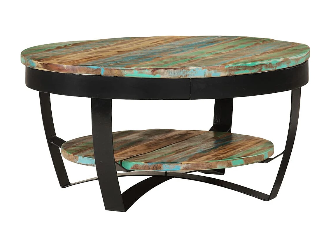 Couchtisch-Beistelltisch-Sofatisch mit Ablage Altholz Massiv 65x32 cm SHL40273