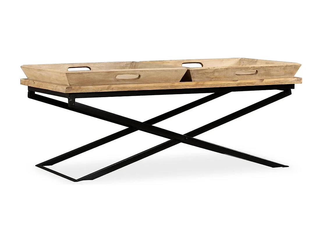 Couchtisch-Beistelltisch-Sofatisch Mangoholz Massiv 110x55x42 cm SHL13137