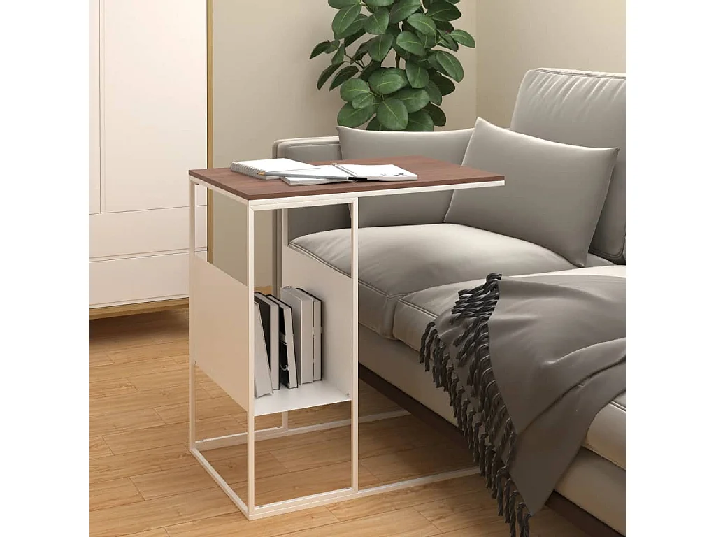 Couchtisch-Beistelltische-Sofatisch Weiß 55x36x59,5 cm Holzwerkstoff SHL89402