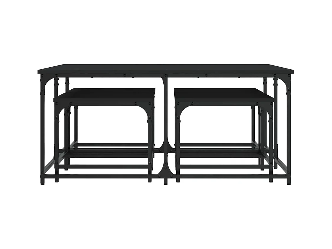 Mesa de centro-Mesa auxiliar con 2 cajones tallados madera gris 110x50x40 cm SHL175