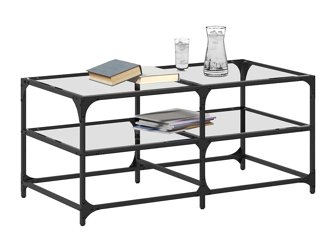 Couchtisch mit Glasplatte Transparent 98,5x50x45 cm Stahl SHL4684