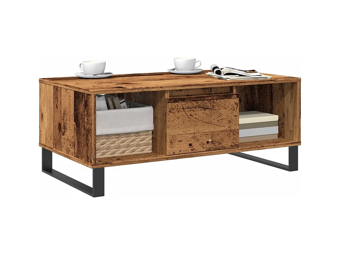 Table basse salon-Table à thé avec rangement vieux bois 90x50x36,5 cm bois d'ingénierie SHL86044