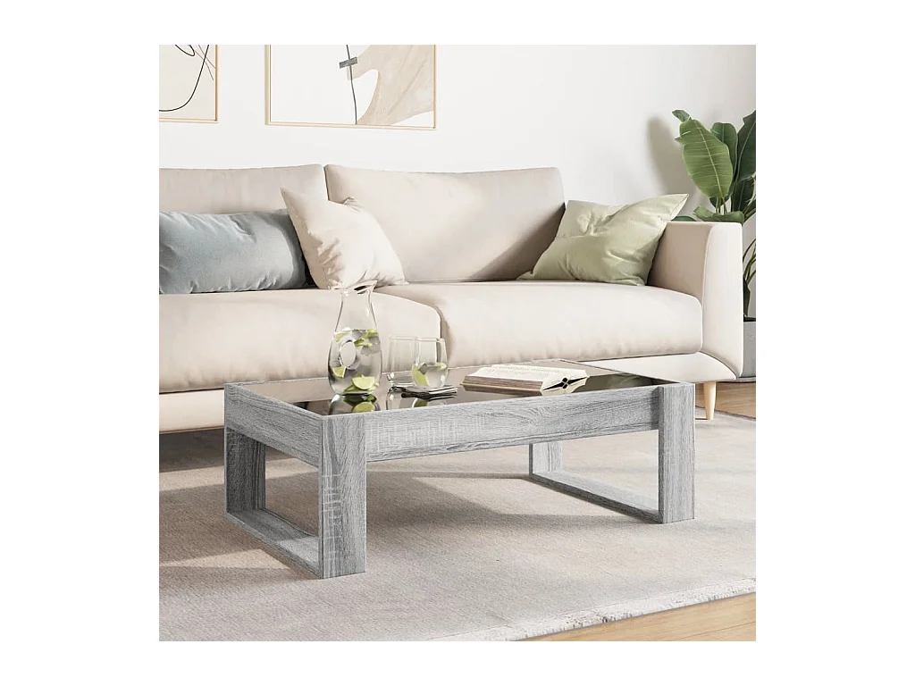 Mesa de centro-Mesa auxiliar madera de ingeniería gris Sonoma 102x55x42 cm SHL3115