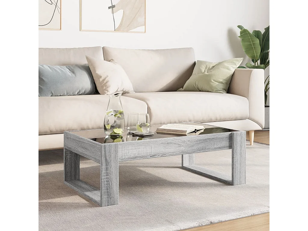 Couchtisch mit Infinity-LED | Beistelltische | Sofatisch Grau Sonoma 90x53x30 cm SHL97872