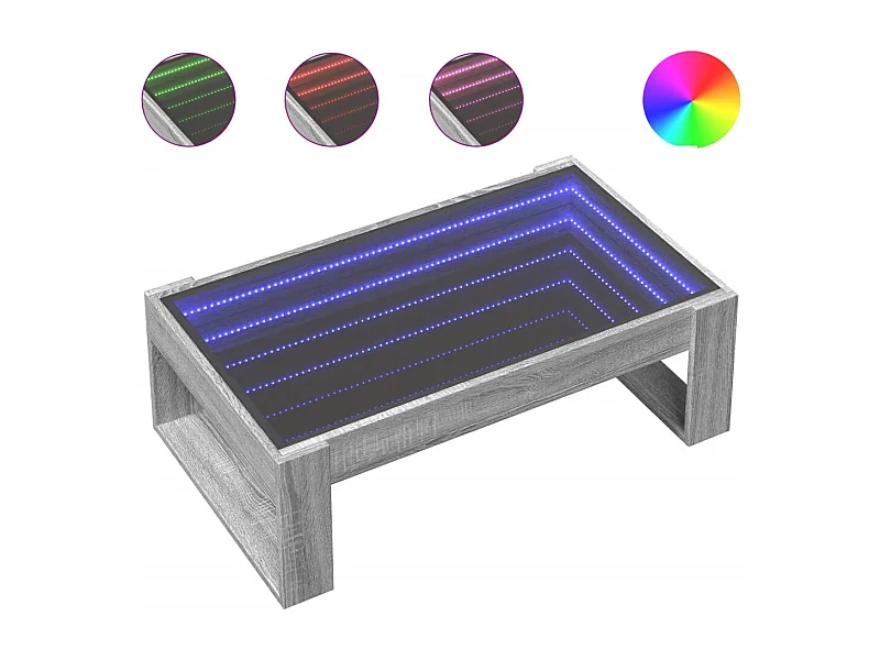 Couchtisch mit Infinity-LED | Beistelltische | Sofatisch Grau Sonoma 90x53x30 cm SHL97872