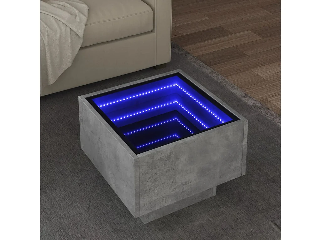 Couchtisch-Beistelltische-Sofatisch mit LED Betongrau 40x40x30 cm Holzwerkstoff SHL40823
