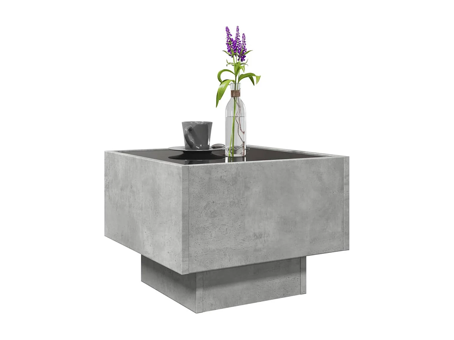 Couchtisch-Beistelltische-Sofatisch mit LED Betongrau 40x40x30 cm Holzwerkstoff SHL40823