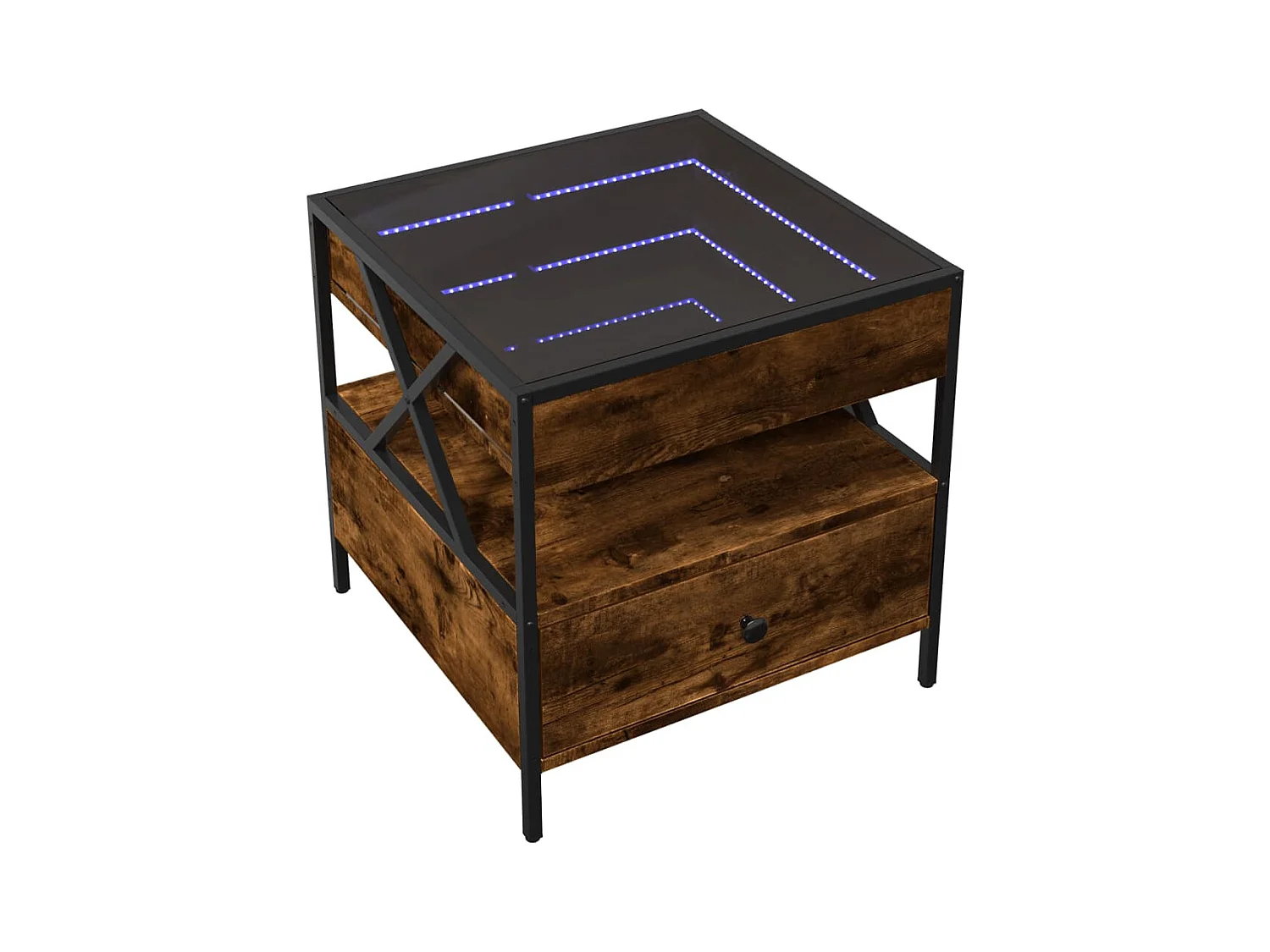 Mesa de centro | Mesa de apoio luzes LED Infinity 50x50x51 cm carvalho fumado