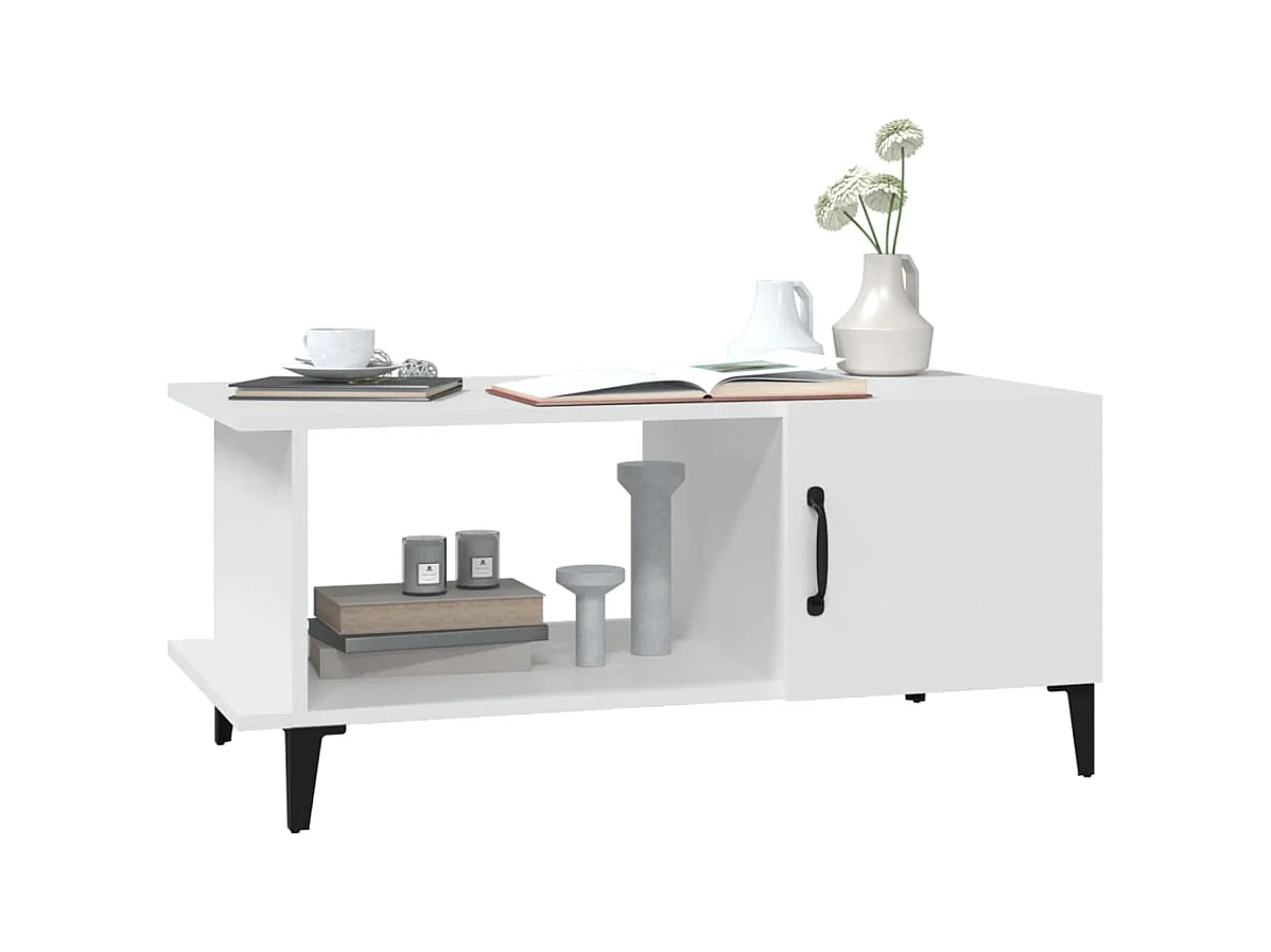 Mesa de centro | Mesa auxiliar madera contrachapada blanco 90x44,5x45 cm SHL4692