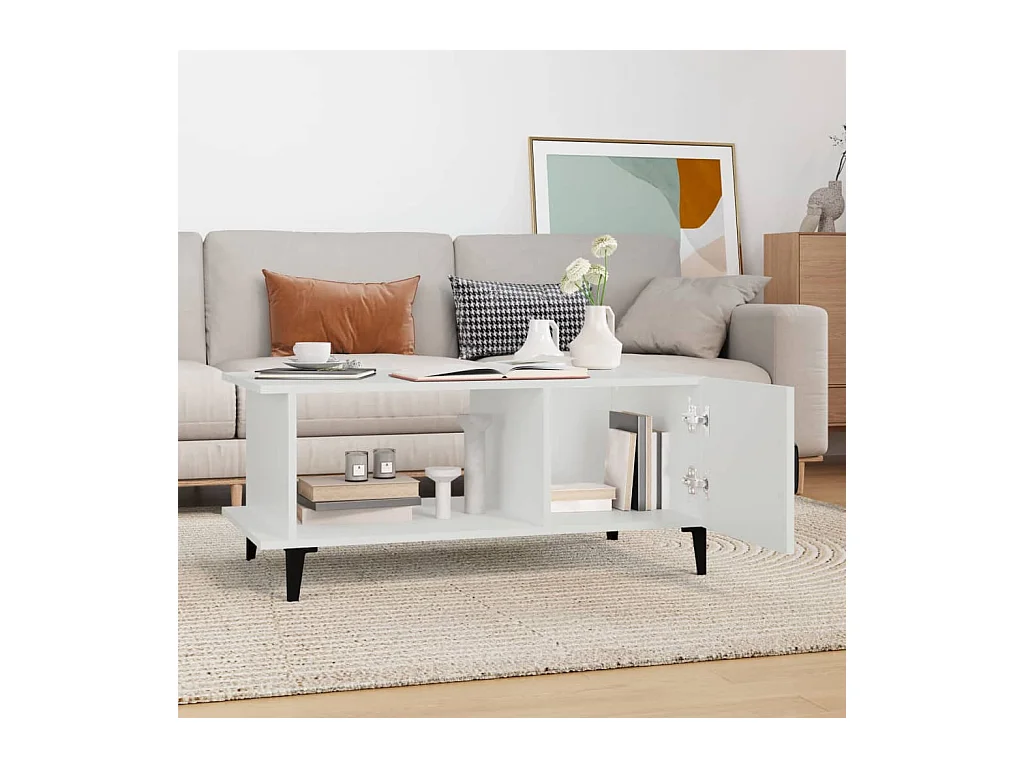 Mesa de centro | Mesa auxiliar madera contrachapada blanco 90x44,5x45 cm SHL4692