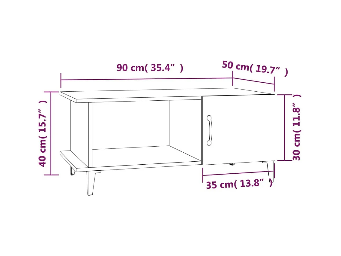 Mesa de centro | Mesa auxiliar madera contrachapada blanco 90x44,5x45 cm SHL4692