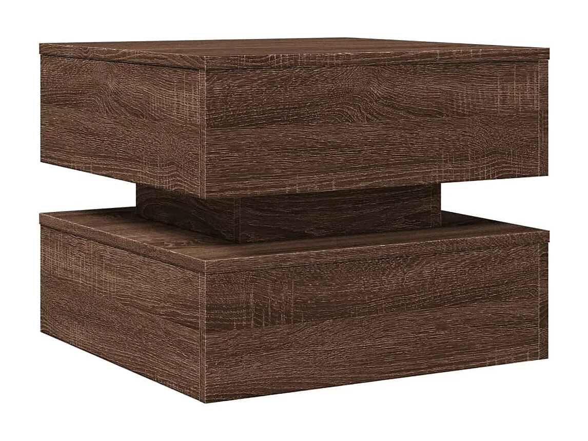Table basse salon-Table d'appoint avec lumières LED chêne marron 50x50x40 cm SHL57423