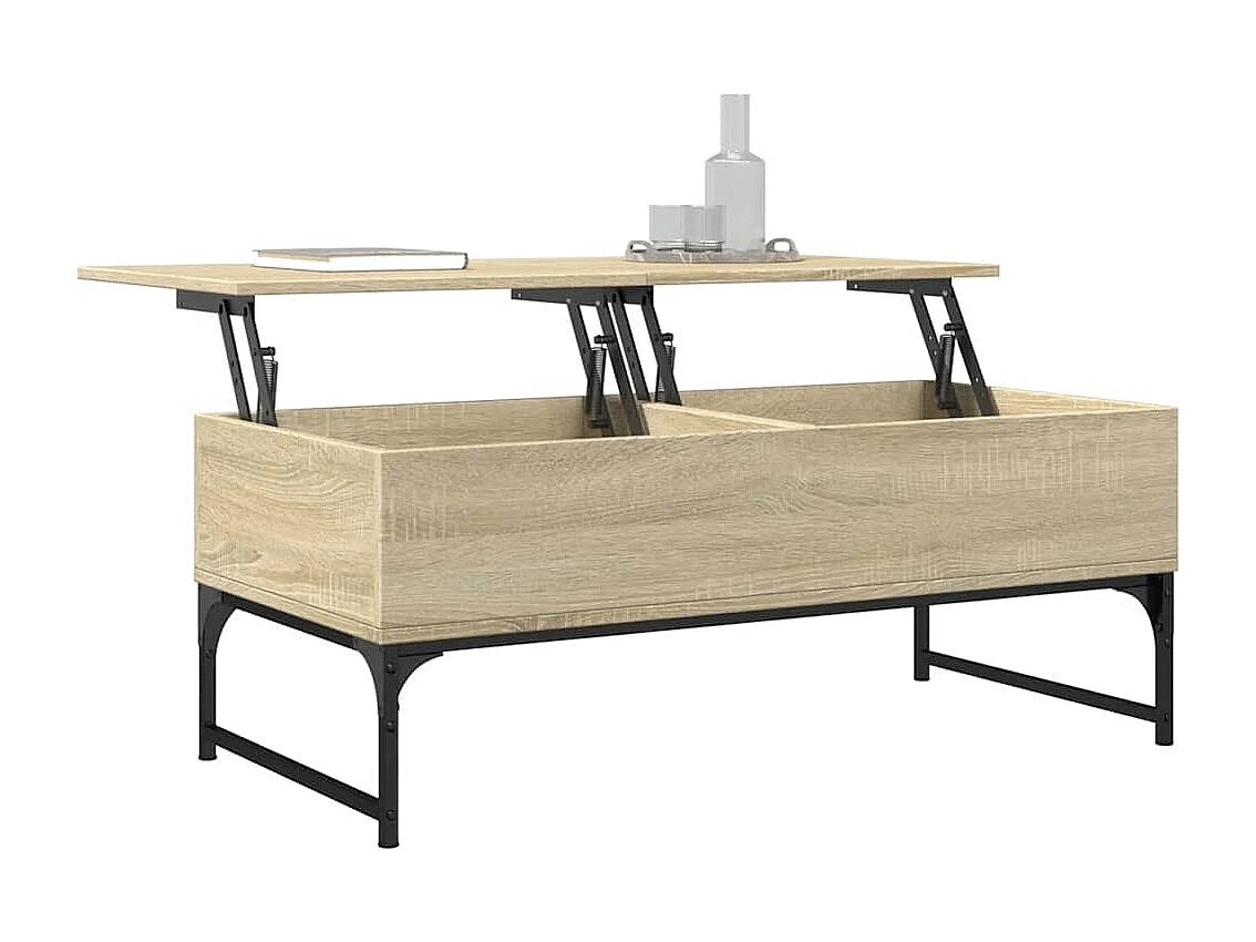 Couchtisch-Wohnzimmertisch-Beistelltische Sonoma-Eiche 100x50x40 cm Holzwerkstoff und Metall SHL43245