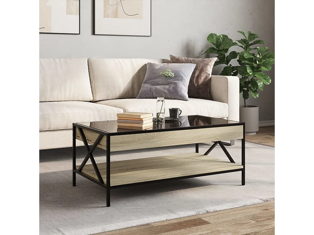 Table basse salon-Table d'appoint avec LED infini chêne sonoma 90x50x38 cm SHL47001