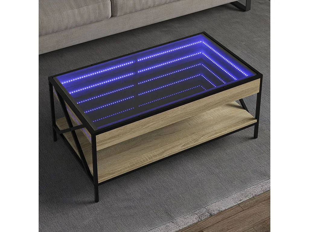 Table basse salon-Table d'appoint avec LED infini chêne sonoma 90x50x38 cm SHL47001