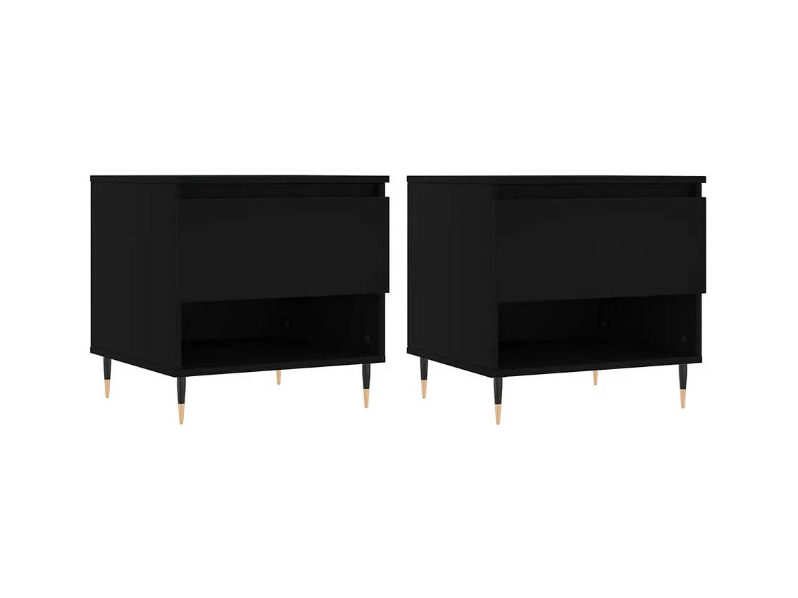 Lot de 2 Tables basses-Tables d'appoint noir 50x46x50 cm bois d'ingénierie SHL62497