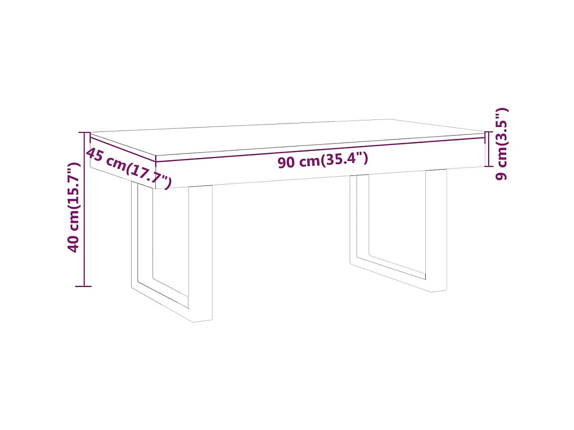 Table basse salon-Table d'appoint Marron clair et noir 90x45x40 cm MDF et fer SHL20420