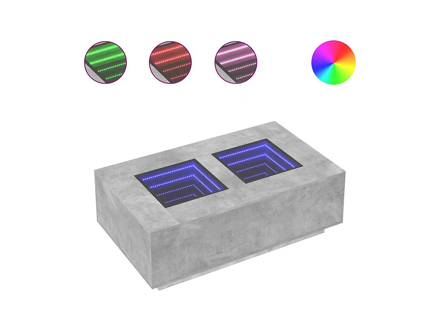 Table basse salon-Table d'appoint avec LED infini gris béton 116x69x40 cm SHL21733