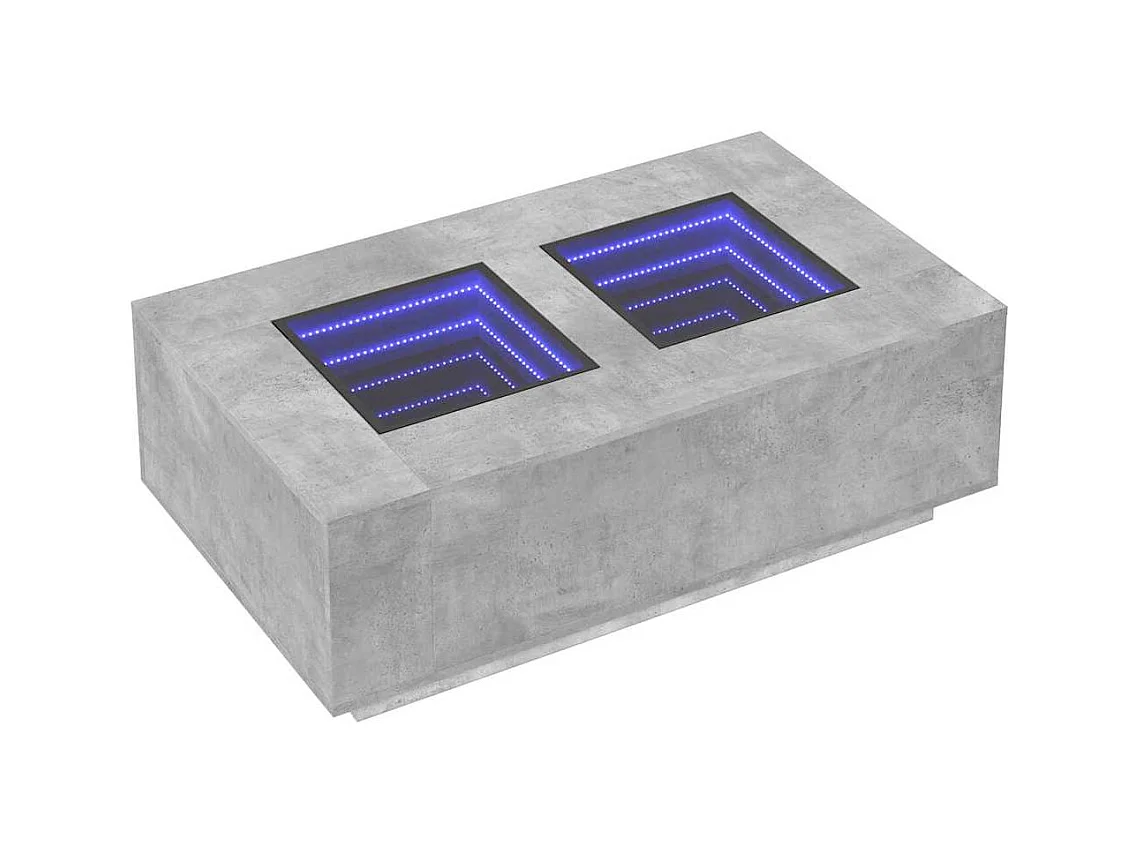 Table basse salon-Table d'appoint avec LED infini gris béton 116x69x40 cm SHL21733