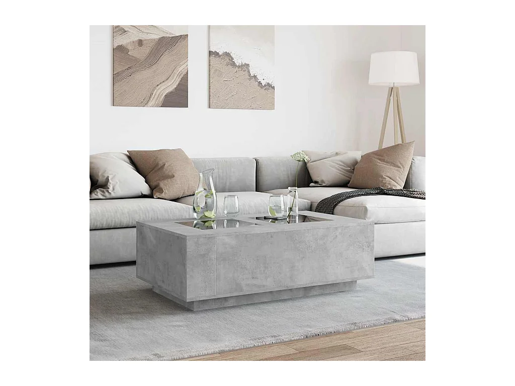 Table basse salon-Table d'appoint avec LED infini gris béton 116x69x40 cm SHL21733