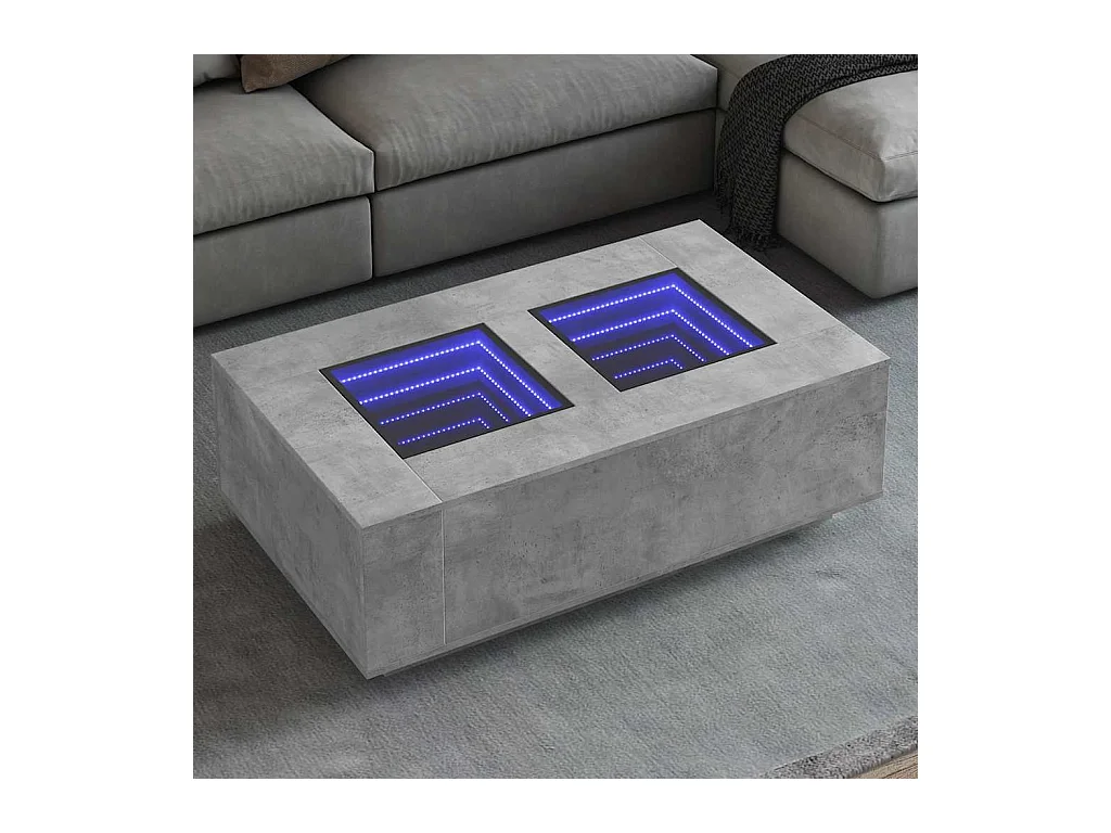 Table basse salon-Table d'appoint avec LED infini gris béton 116x69x40 cm SHL21733