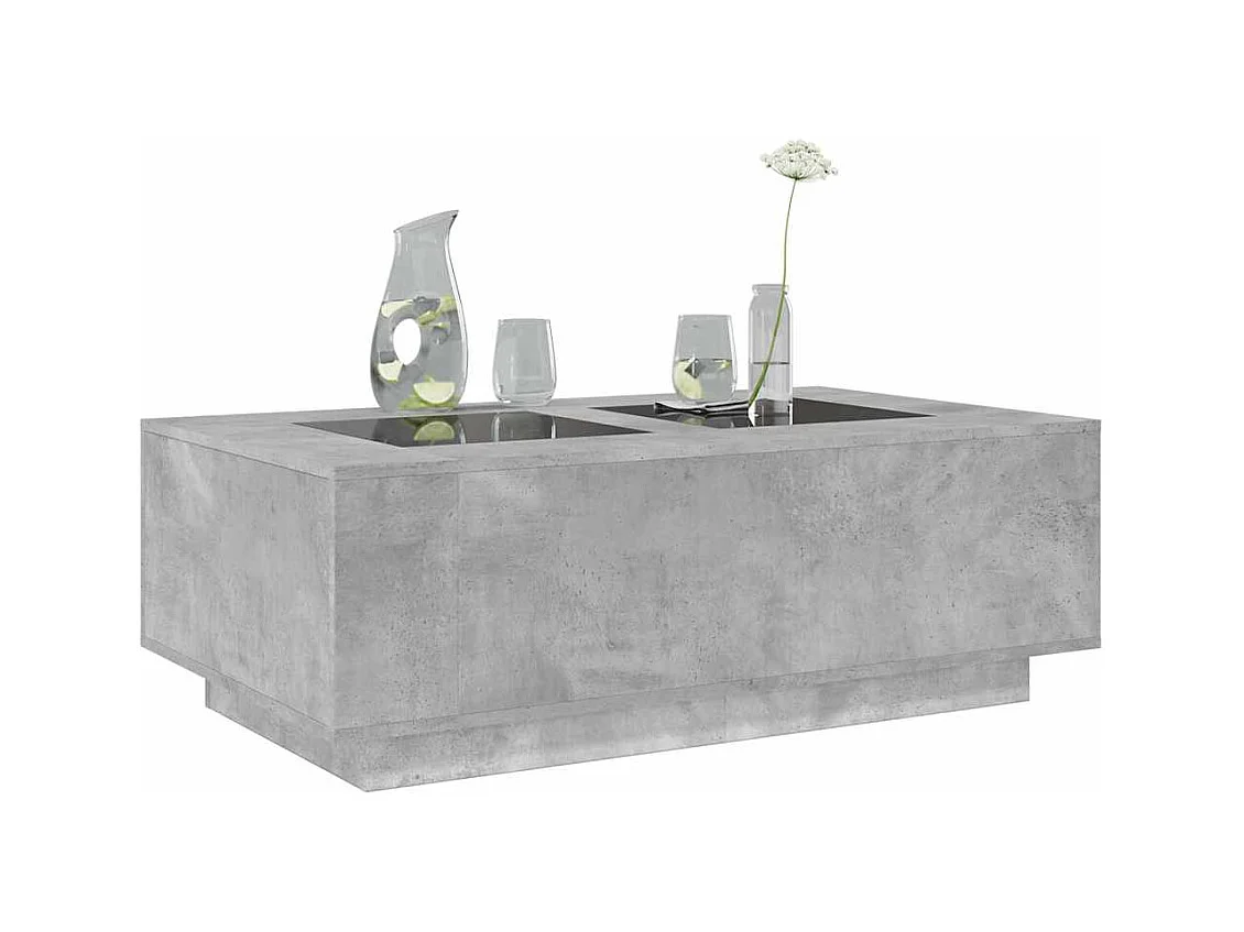 Table basse salon-Table d'appoint avec LED infini gris béton 116x69x40 cm SHL21733