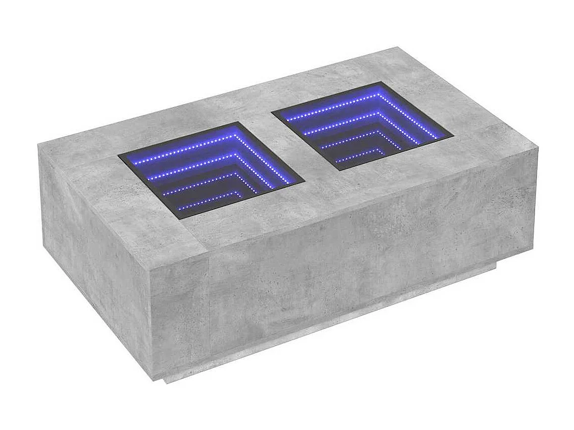 Couchtisch-Wohnzimmertisch-Beistelltische mit Infinity-LED Betongrau 116x69x40 cm SHL14702