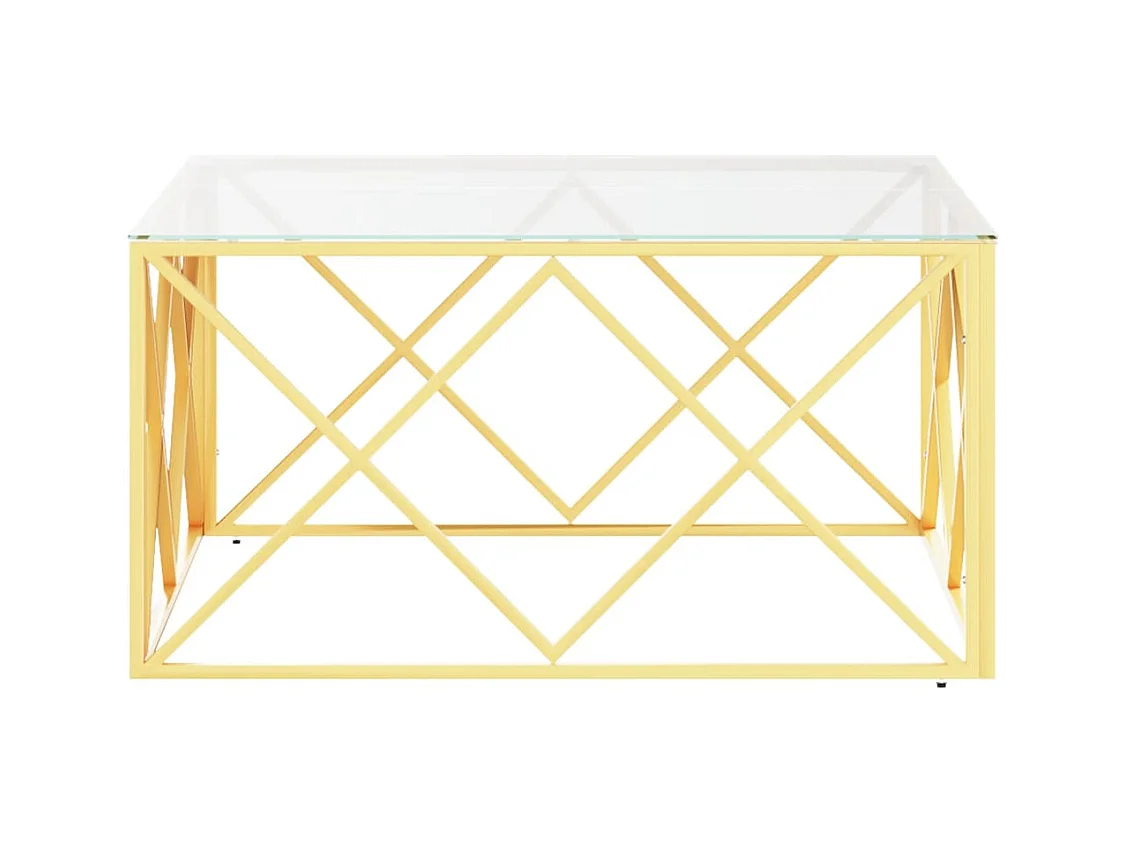 Table basse salon-Table d'appoint 80x80x40 cm acier inoxydable et verre SHL70361