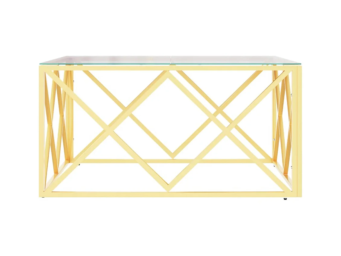 Table basse salon-Table d'appoint 80x80x40 cm acier inoxydable et verre SHL70361