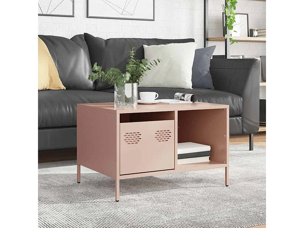 Couchtisch-Wohnzimmertisch-Beistelltische Rosa 68,5x50x43,5 cm Kaltgewalzter Stahl SHL16318