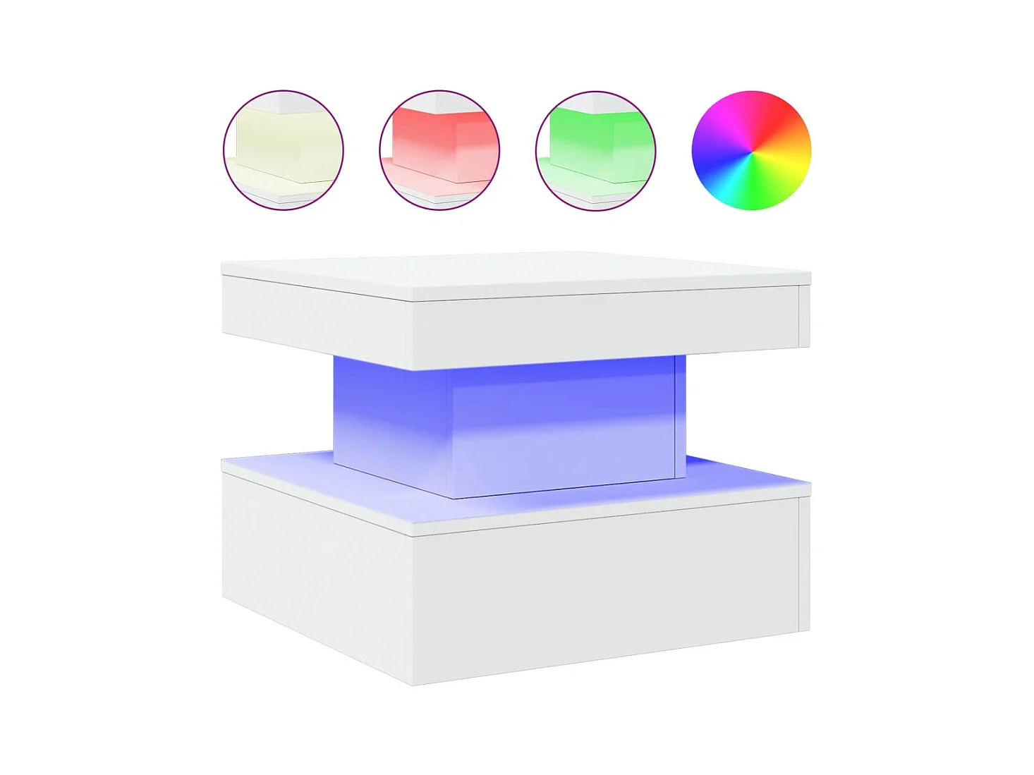 Table basse salon-Table d'appoint avec lumières LED blanc 50x50x40 cm SHL28276