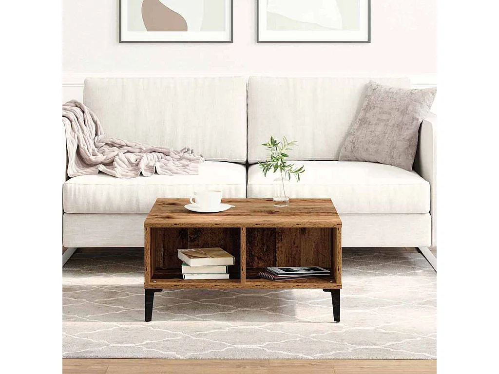 Couchtisch-Wohnzimmertisch-Beistelltische Altholz 60x60x30 cm SHL11226