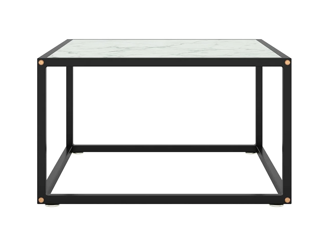 Table basse salon-Table d'appoint Noir avec verre marbre blanc 60x60x35 cm SHL99915