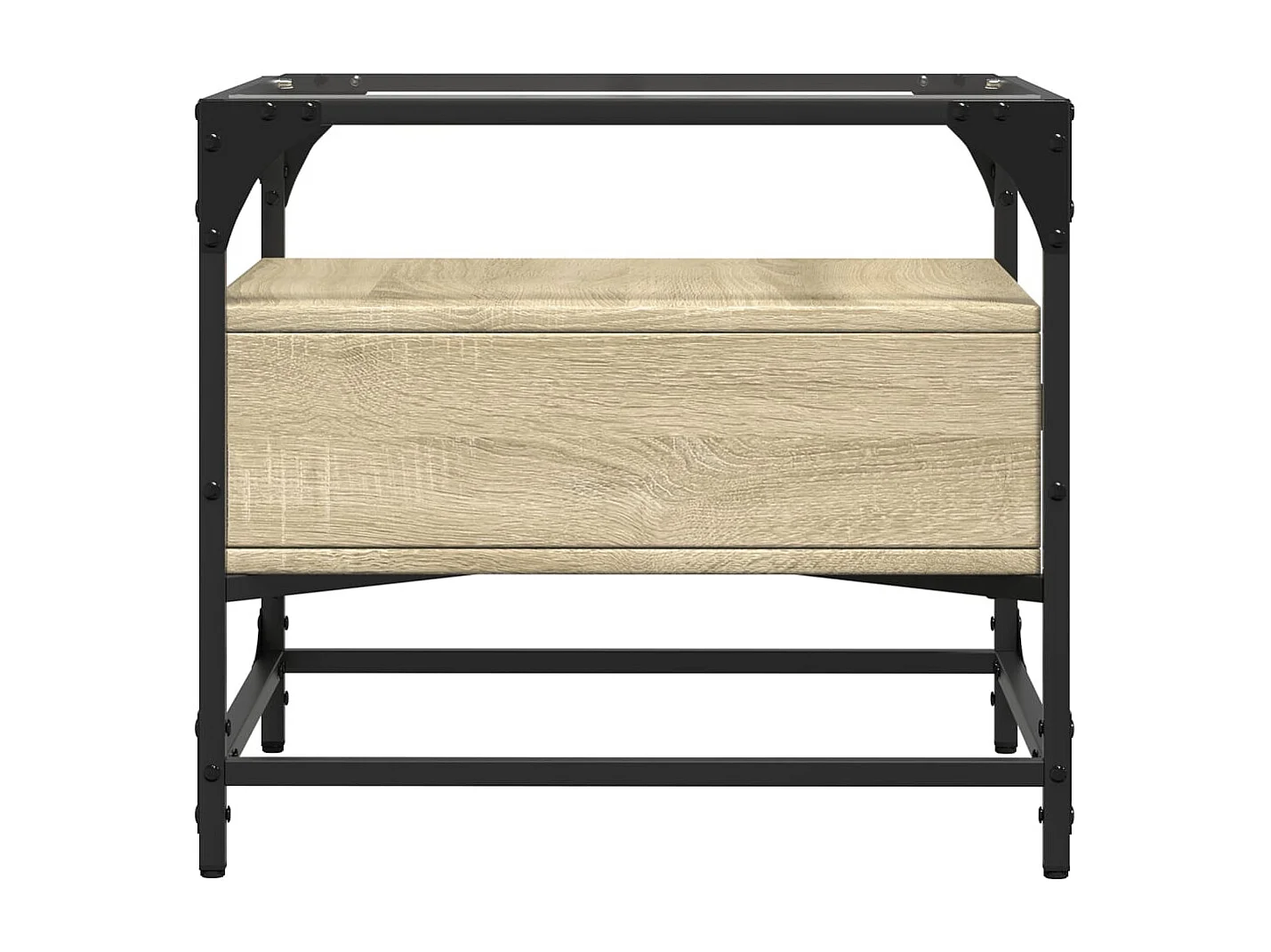 Couchtisch mit Glasplatte Sonoma-Eiche 50x50x45 cm Stahl SHL83128